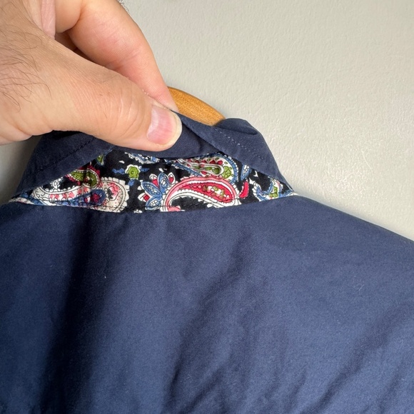 Coofandy Mens Casual Dress Shirt Navy Paisley Flip Cuffs Size Medium Preppy - Picture 8 of 16